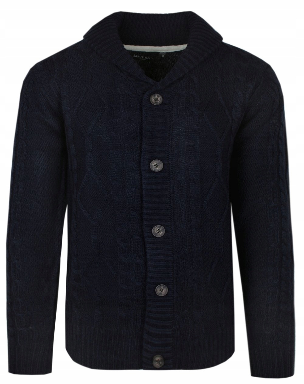 Pletený svetr na Knoflíky, Kardigan Tmavě modrý Brave Soul M