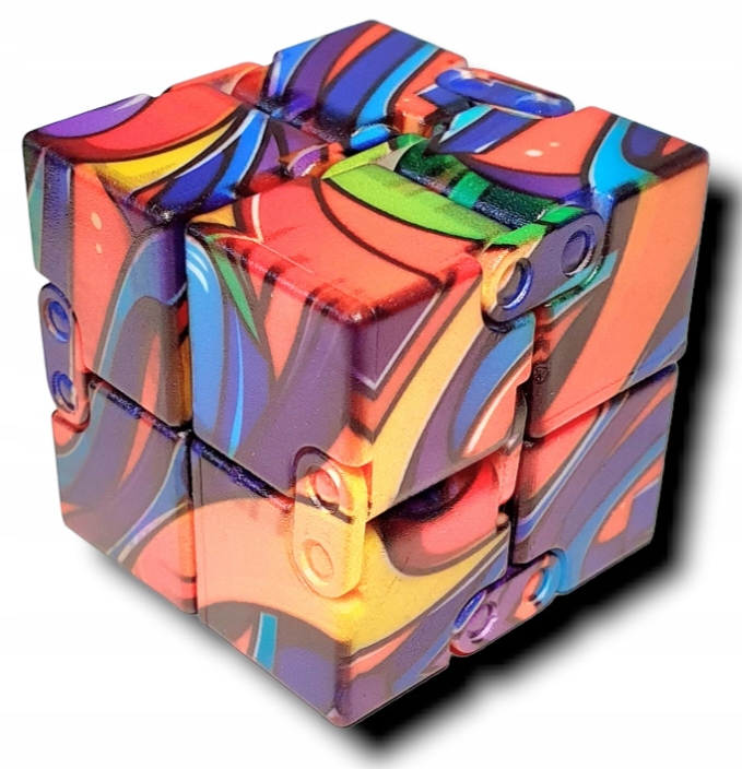 KOSTKA NIESKOŃCZONOŚCI ZABAWKA ANTYSTRESOWA FIDGET cube graffiti kolorowa