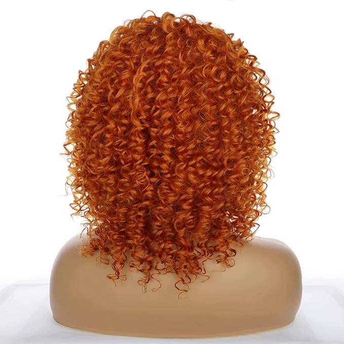 Dámská Kudrnatá Oranžová Paruka Afro, Délka 35 CM, Nastavitelné Pásky