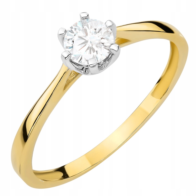 Prstýnek Zásnubní Prsten 585 14K s bílými Zirkony vel. 14