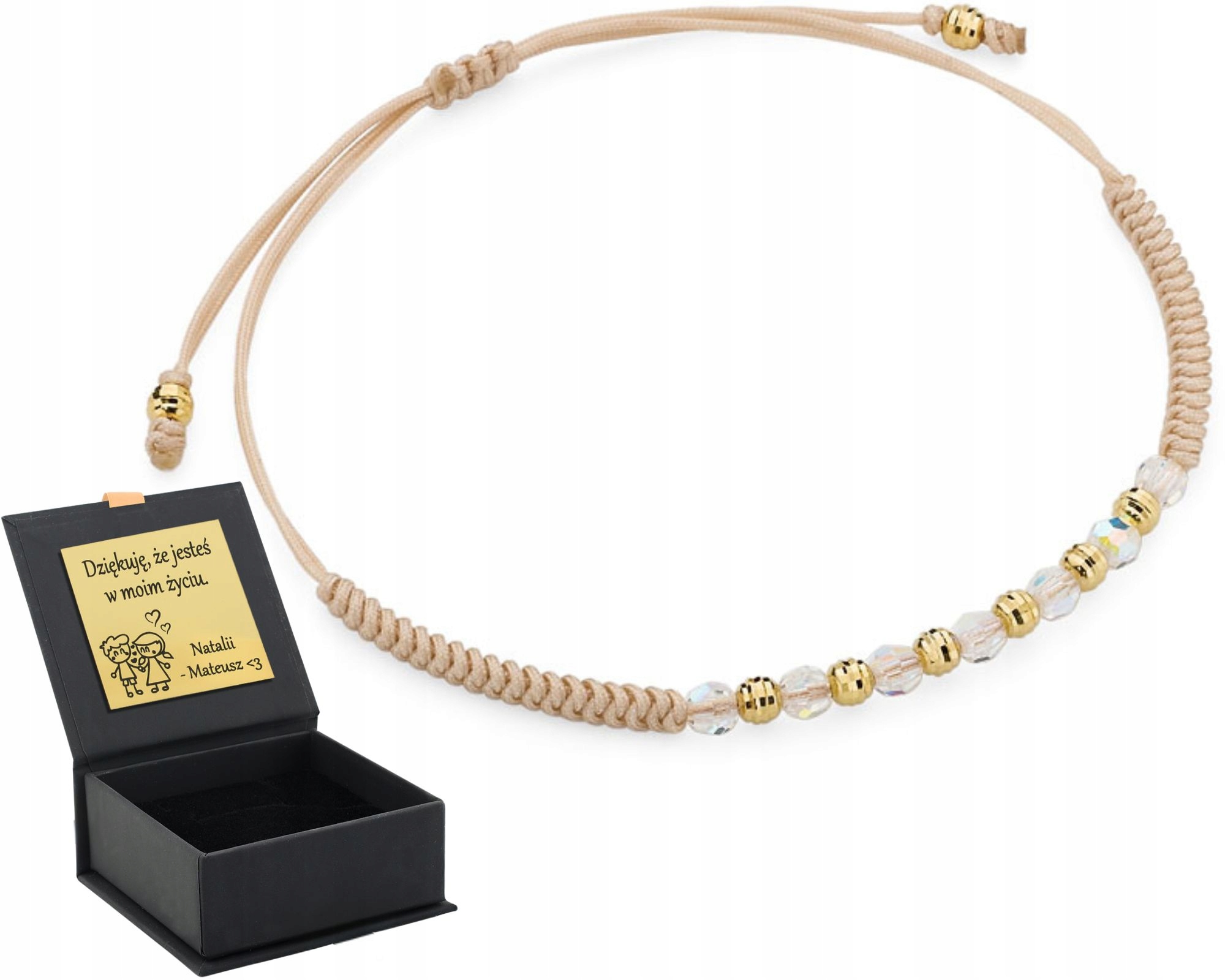 Šňůrkový Náramek s Opalizující Zirkon a Diamantovanými Kuličkami ze Stříbra 925