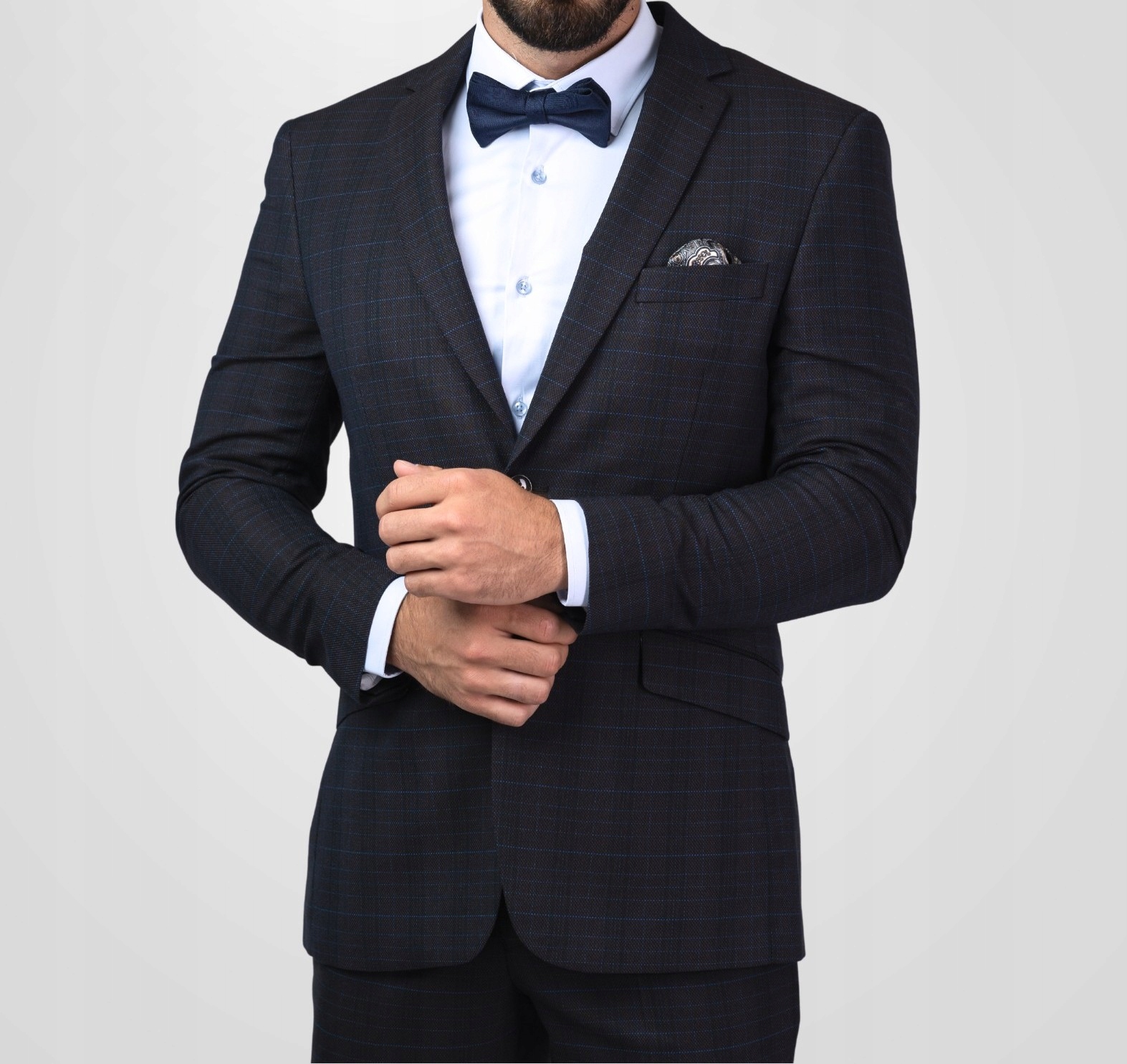 Sako pánská obleková bunda s jemným kostkovaným vzorem Slim 176/96