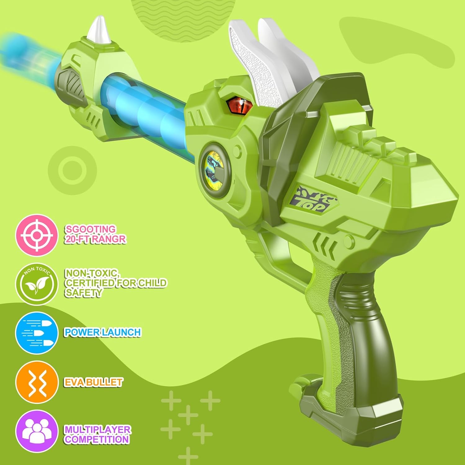 2 x DINOSAUR FOAM BALL SHOOTING GUN WOOPIE Series