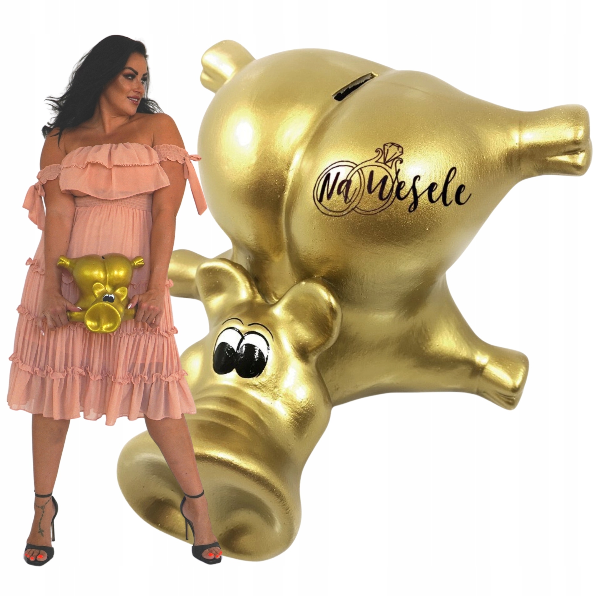 Pokladnička prasátko velké zlaté Váš nápis jménem