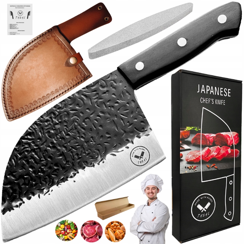 Tasak Japoński Duży – Ostry Nóż Kuchenny Szefa Kuchni Do Mięsa i Warzyw