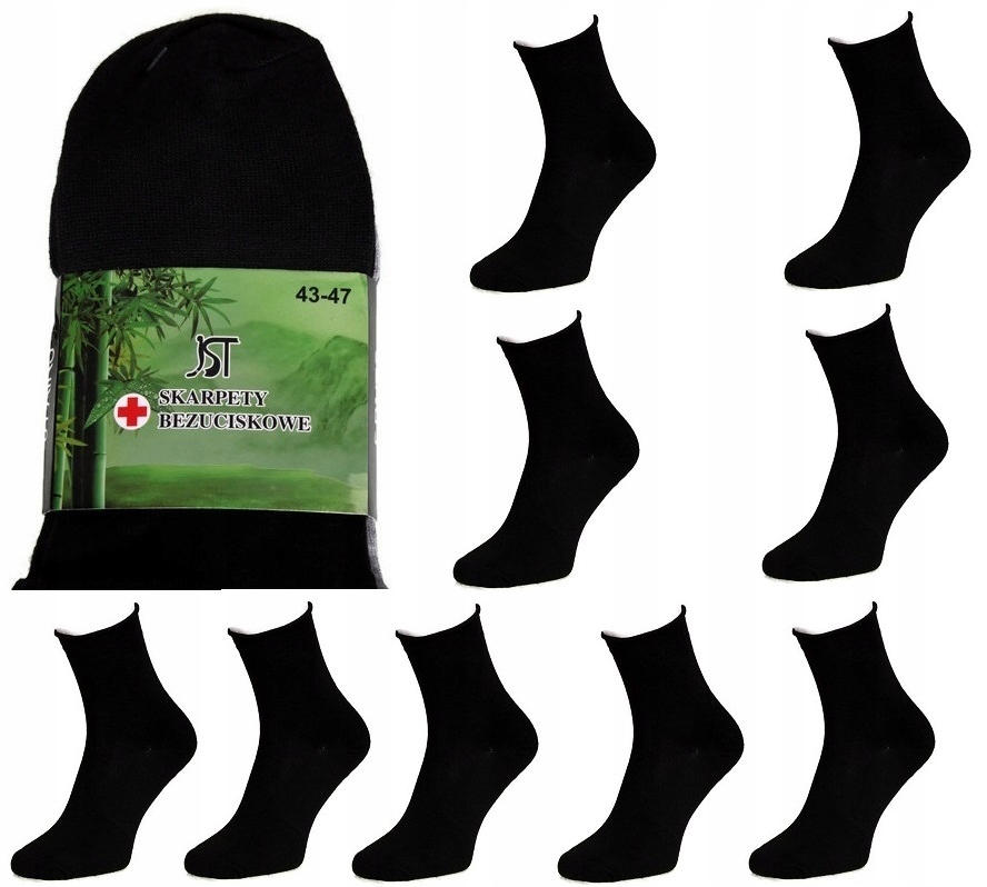 

10x Skarpety Bambusowe Bezuciskowe 43-47 czarne
