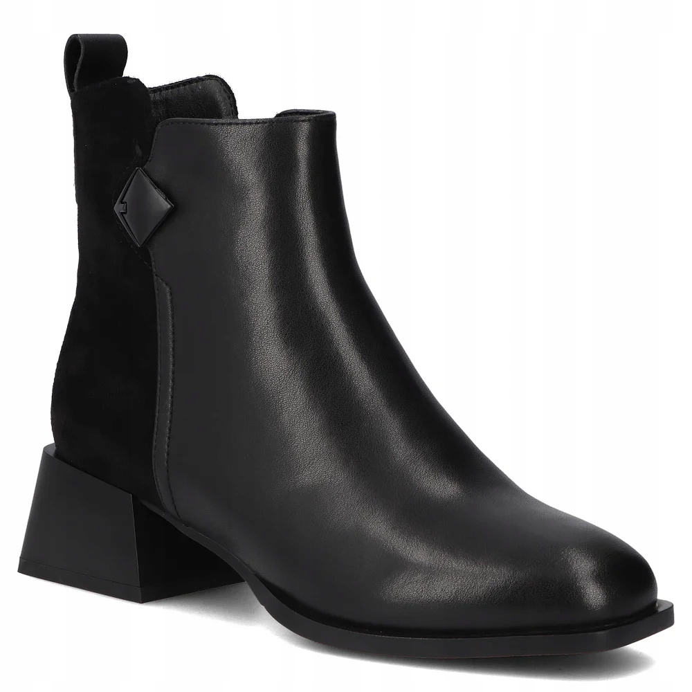 Skórzane buty damskie Filippo botki na obcasie za kostkę czarne r.37