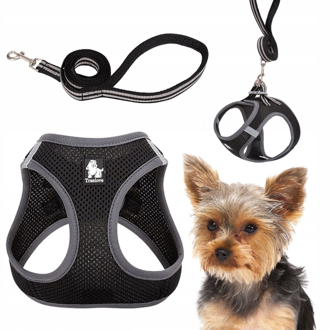 Postroj Vodítko Pro Malého Psa Kočku Lehké Truelove Mini Černé Xs Set