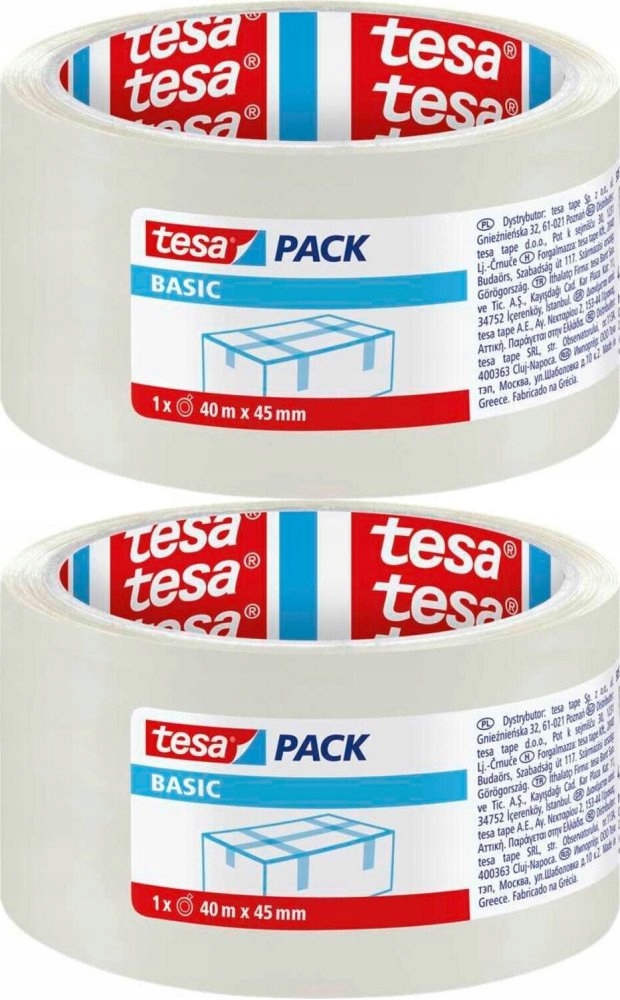 

Taśma pakowa tesa Basic 40m x 45mm przezroczys x2