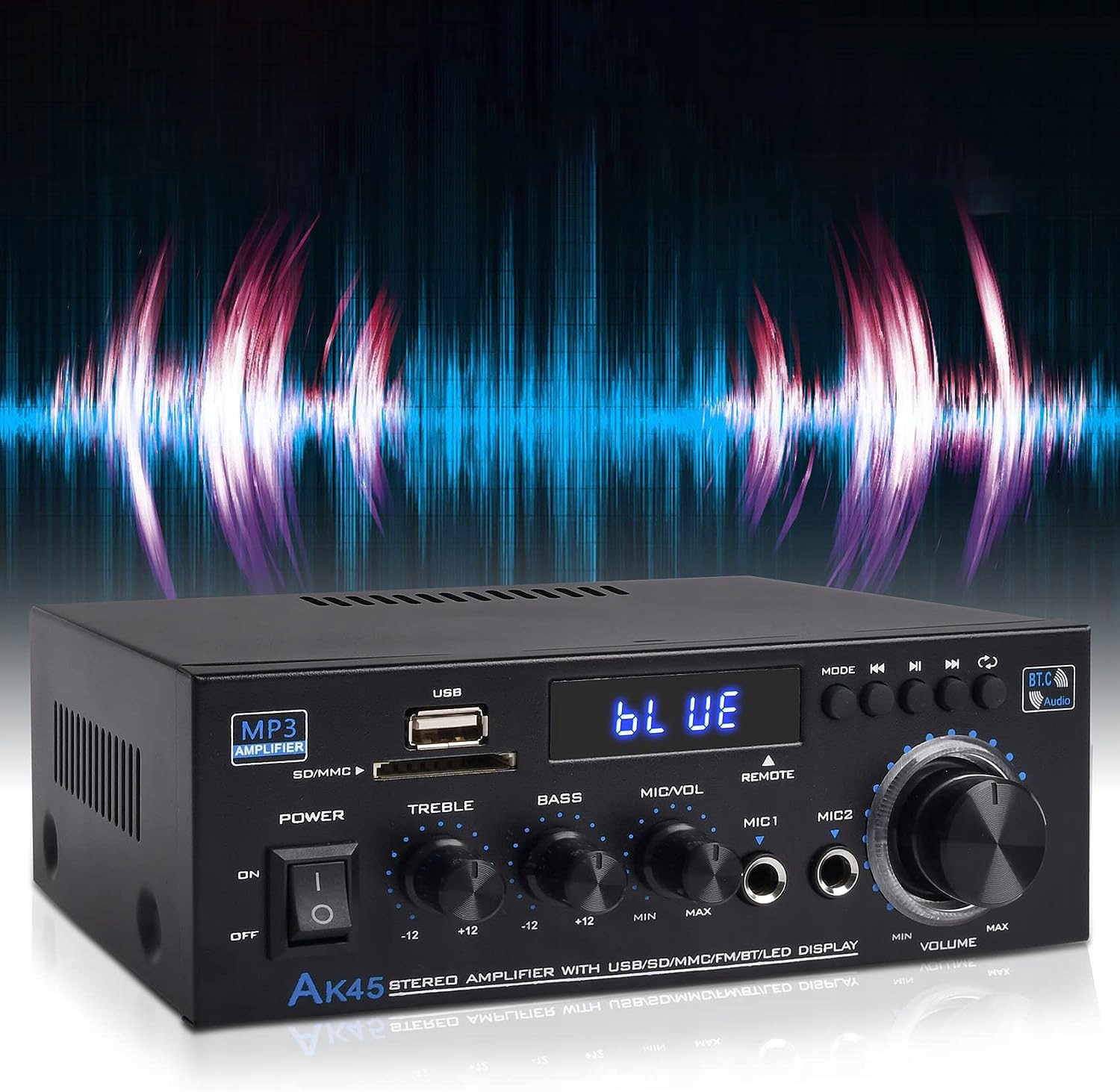 Wzmacniacz AK45 HIFI Stereo 40W+40W 2.0 Kanał Bluetooth Stan opakowania oryginalne