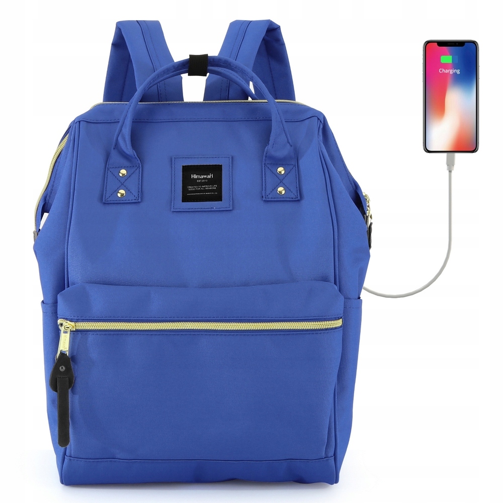 Damski plecak szkolny Himawari 9001 Usb #37 kobaltowy