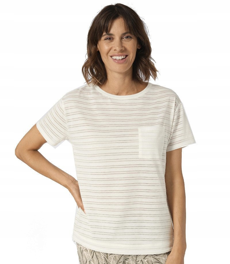 Bawełniana KOSZULKA DAMSKA biała Triumph Mix Match TOP SSL BURNOUT ROZ.42