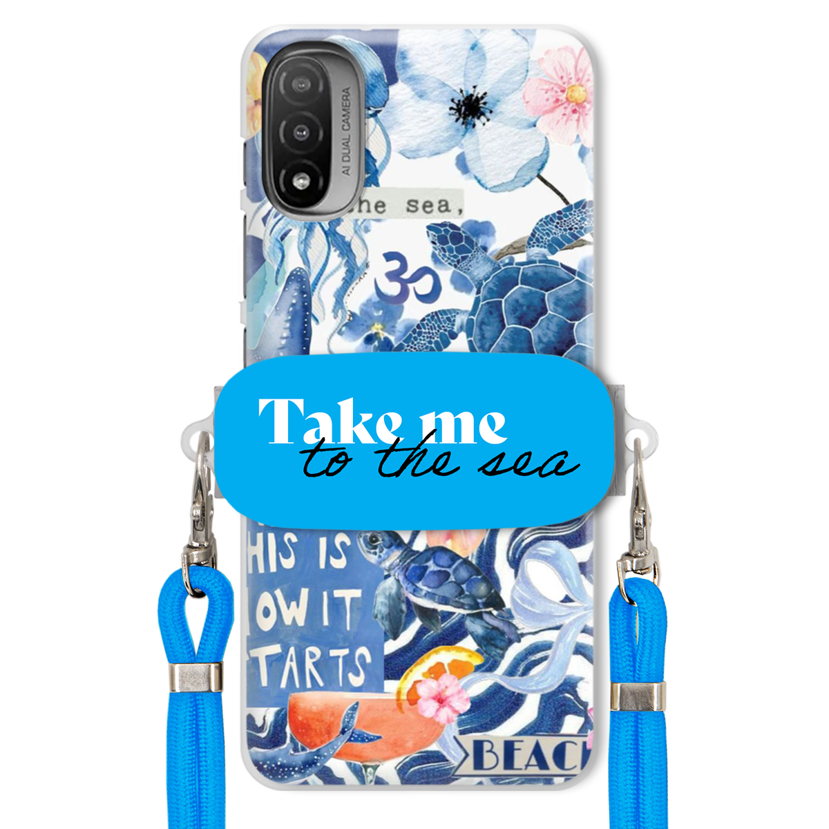 Puzdro pre Motorola E20 Premium Vodítko Modrá Držiak Take Me To The Sea