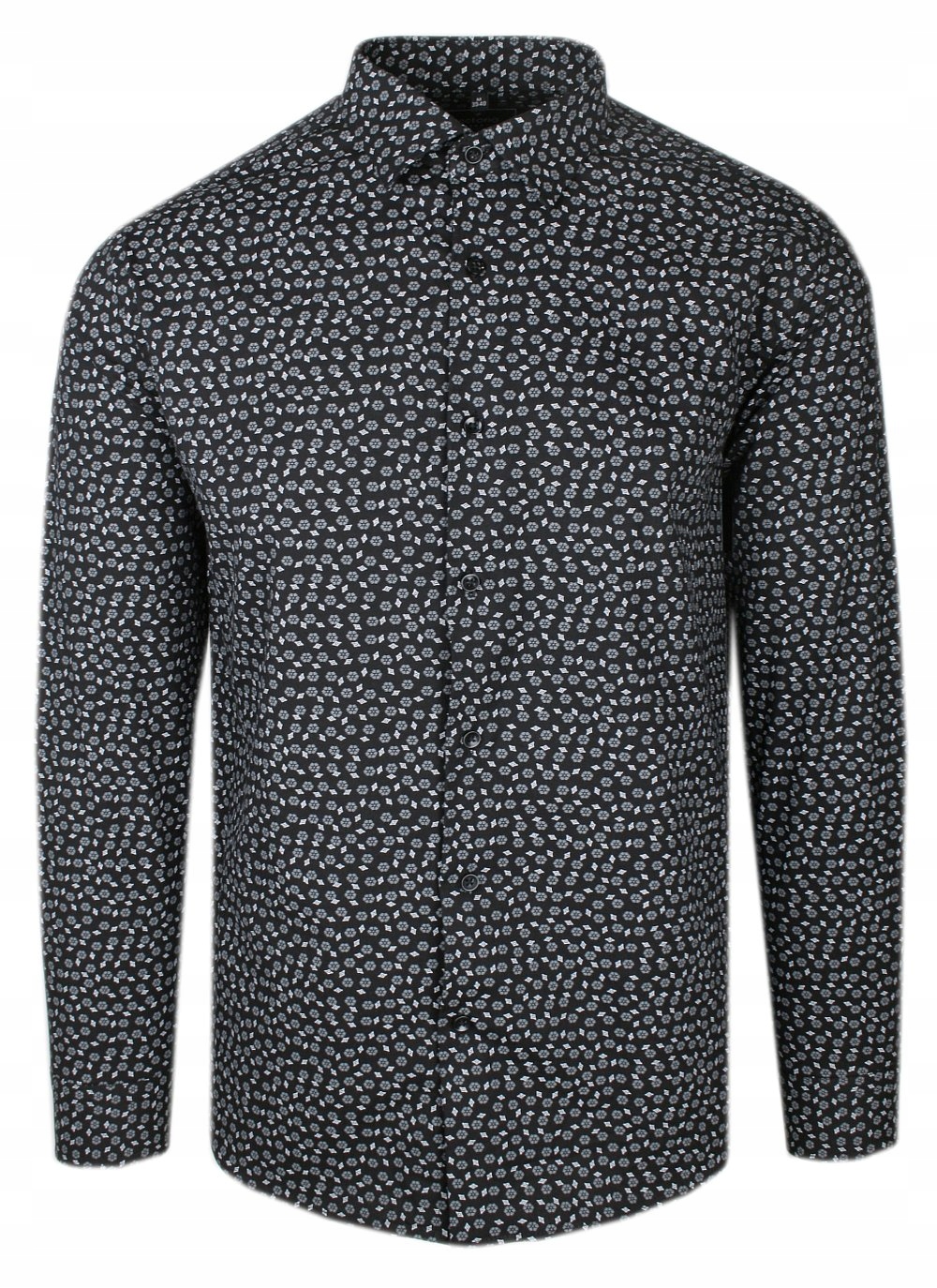 Elegantní košile, vypasovaný Střih – Victorio – jemný vzor, černá – 44/182-188