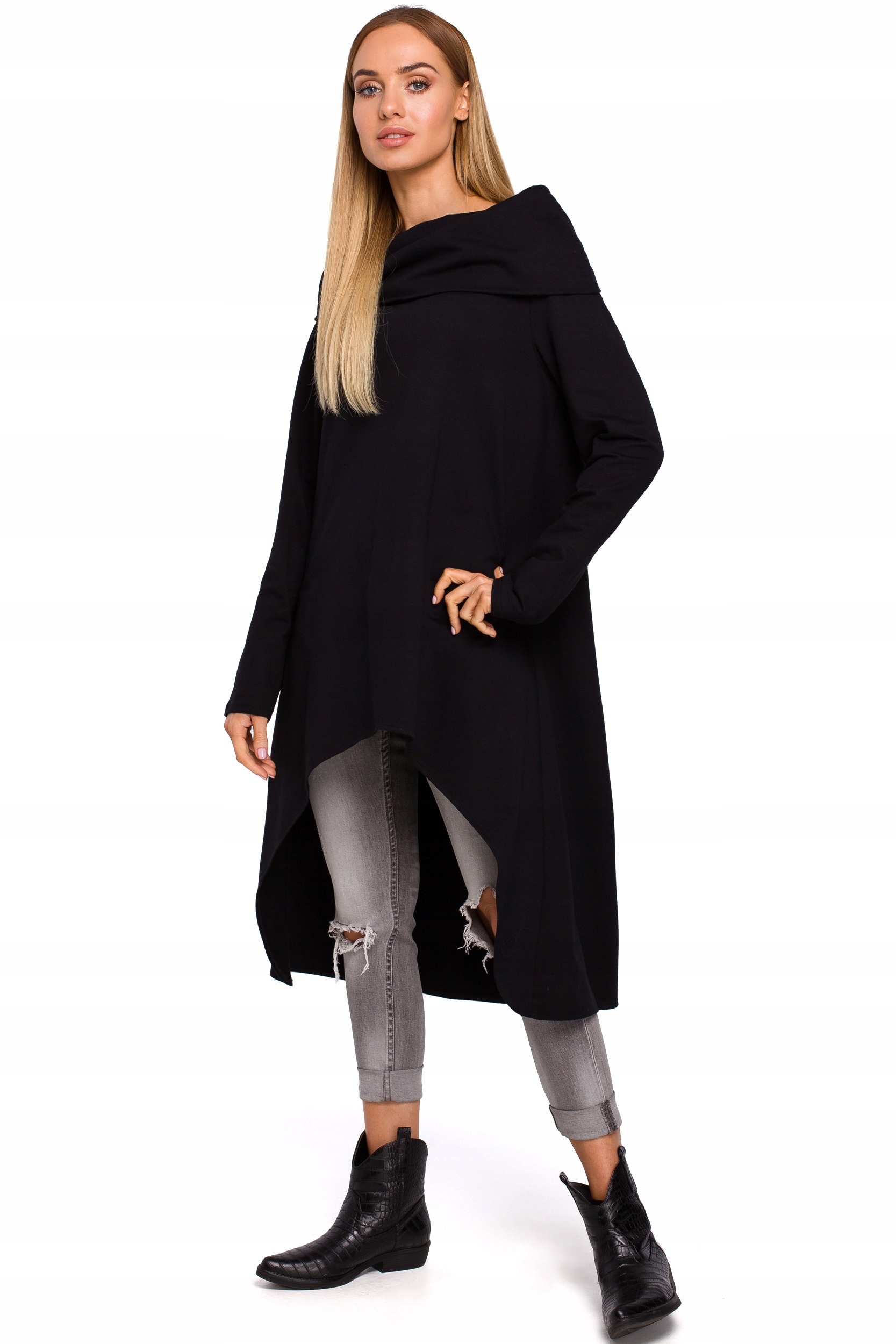 

M477 Tunika z szerokim kołnierzem czarna XXL/XXXL