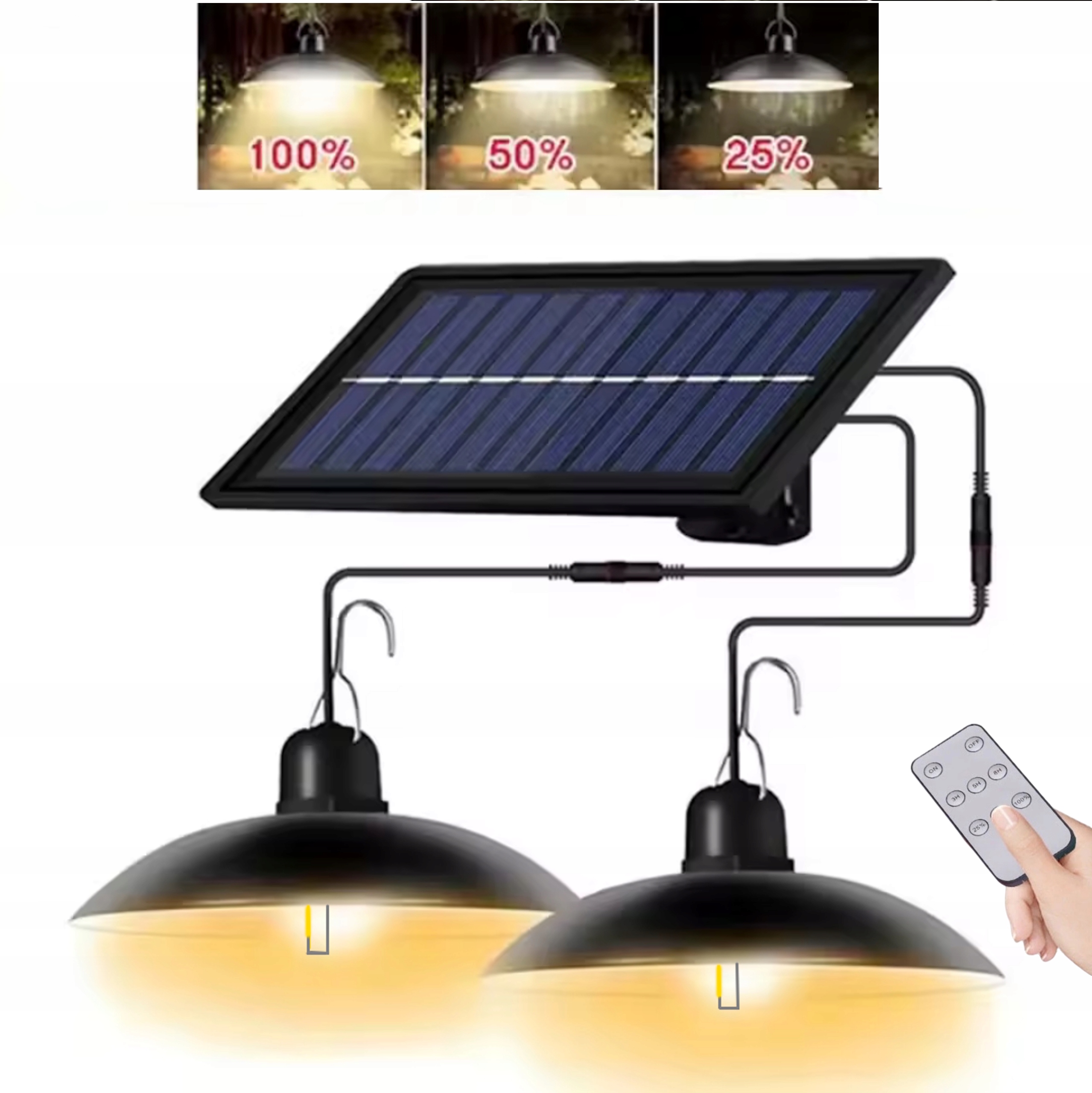 Zestaw 2x Żyrandol Wisząca Lampa Solarna Led Żarówka filament Pilot