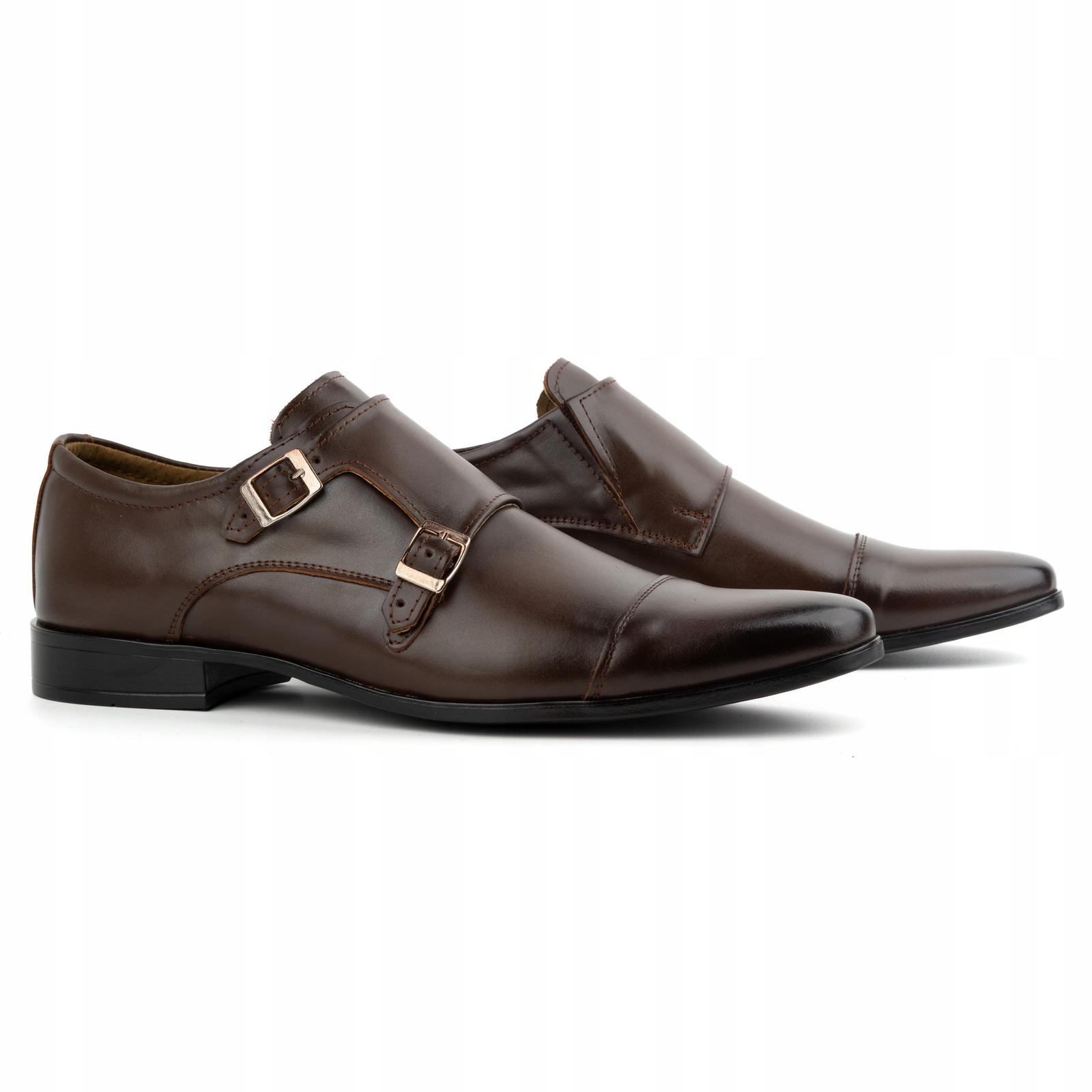 Buty męskie wizytowe na klamerki Monki 306LU ciemny brąz 45