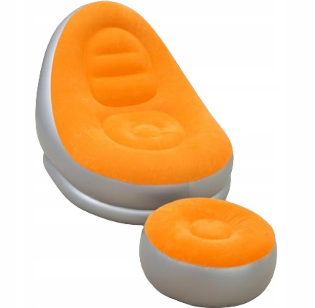 Lehátko Nafukovací Křeslo Na Pláž Do Zahrady S Podnožkou A Taburetem Pevné A Pohodlné