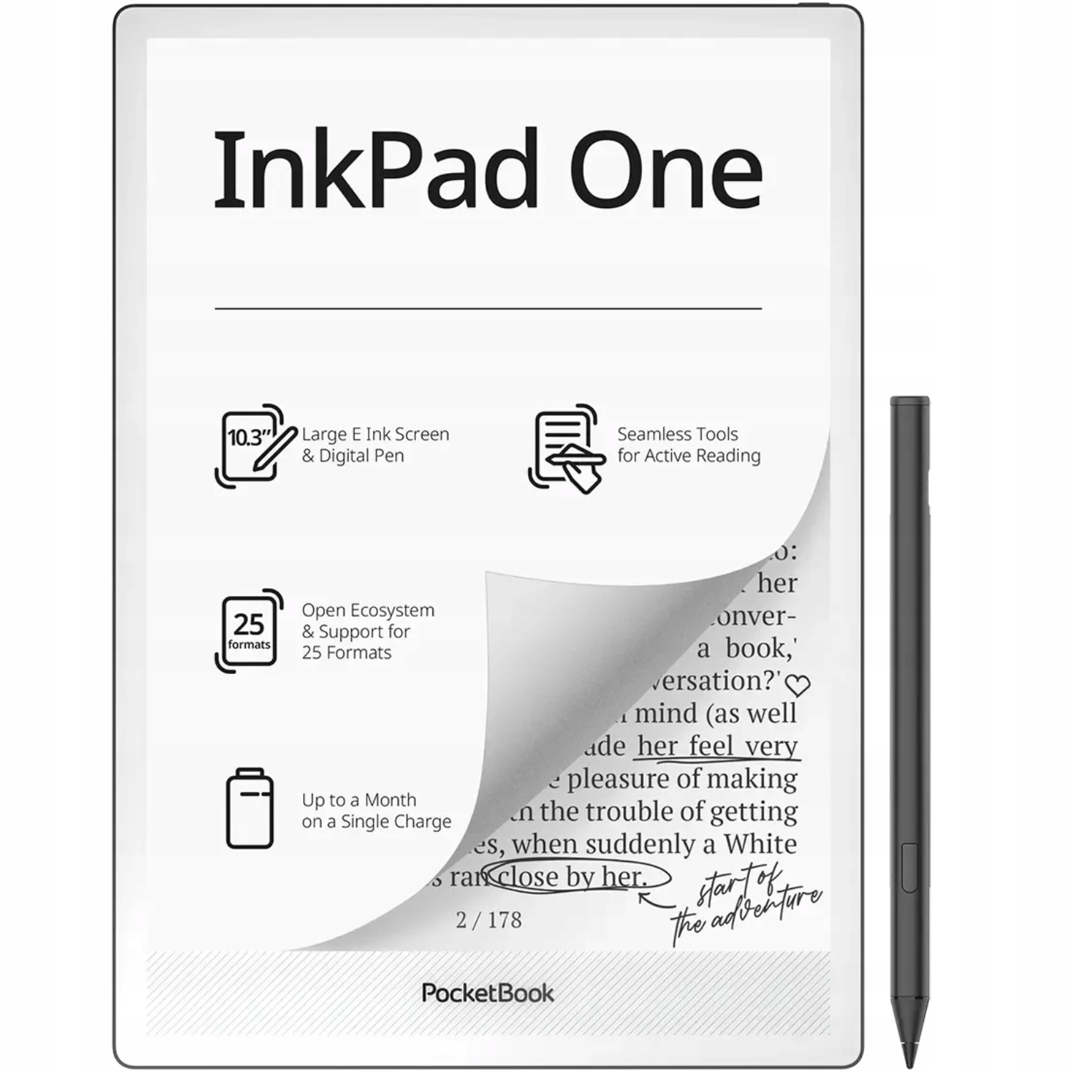 Čtečka Ebook Tablet PocketBook InkPad One 10,3" 2GB 32GB Usb C Dotykové Pero