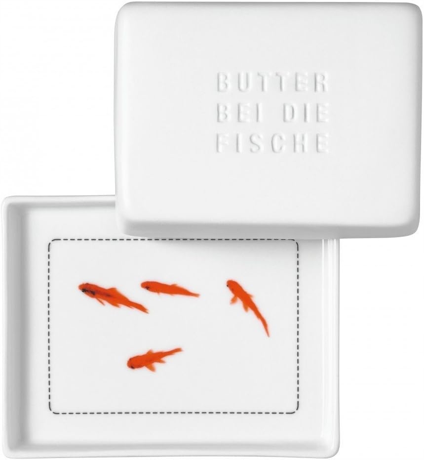 Rader porcelánová máslenka „Butter bei die Fische“ 14,5 x 11,5 cm