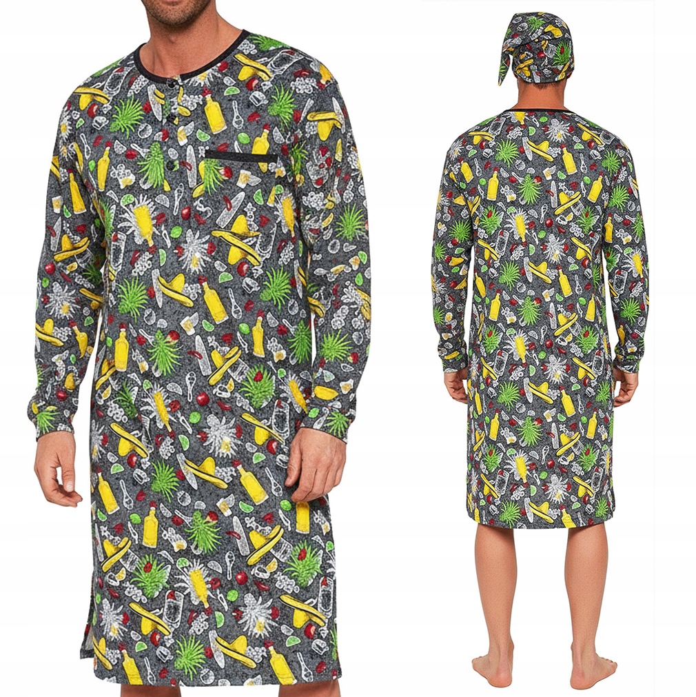 Noční Pánské pyžamo s županem Náhodný vzor Cornette XXL