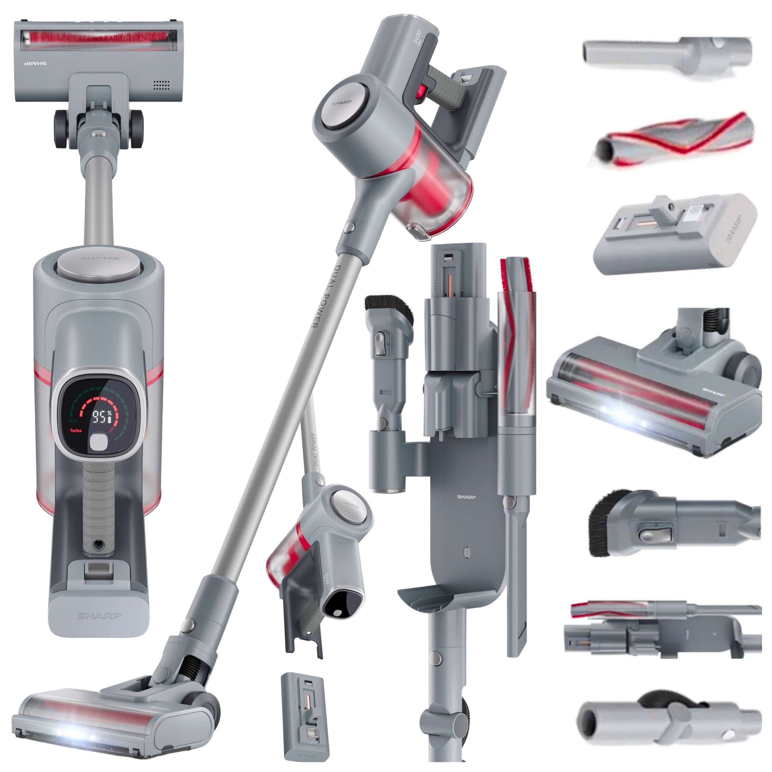 Sharp Vertikálny bezdrôtový akumulátorový vysávač VC-SV20AEU-S Domácnosť