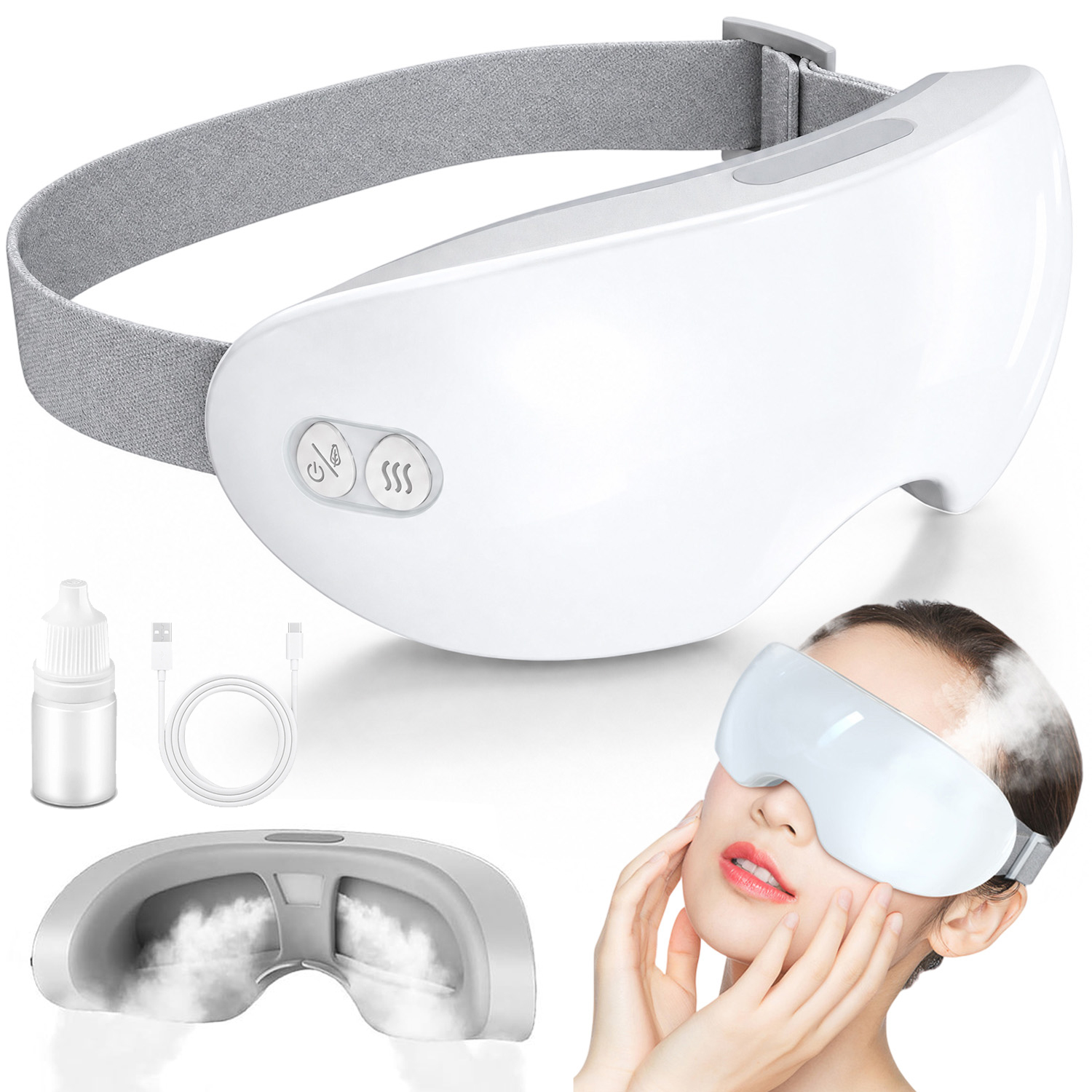 Profesionální Vyhřívaná Maska Na Oči S 2 Úrovněmi Teploty 3D Contour