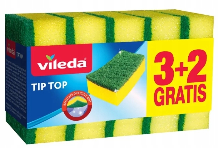 

Zmywak Vileda Gąbka Do Mycia Naczyń Tip-top 5 Szt.