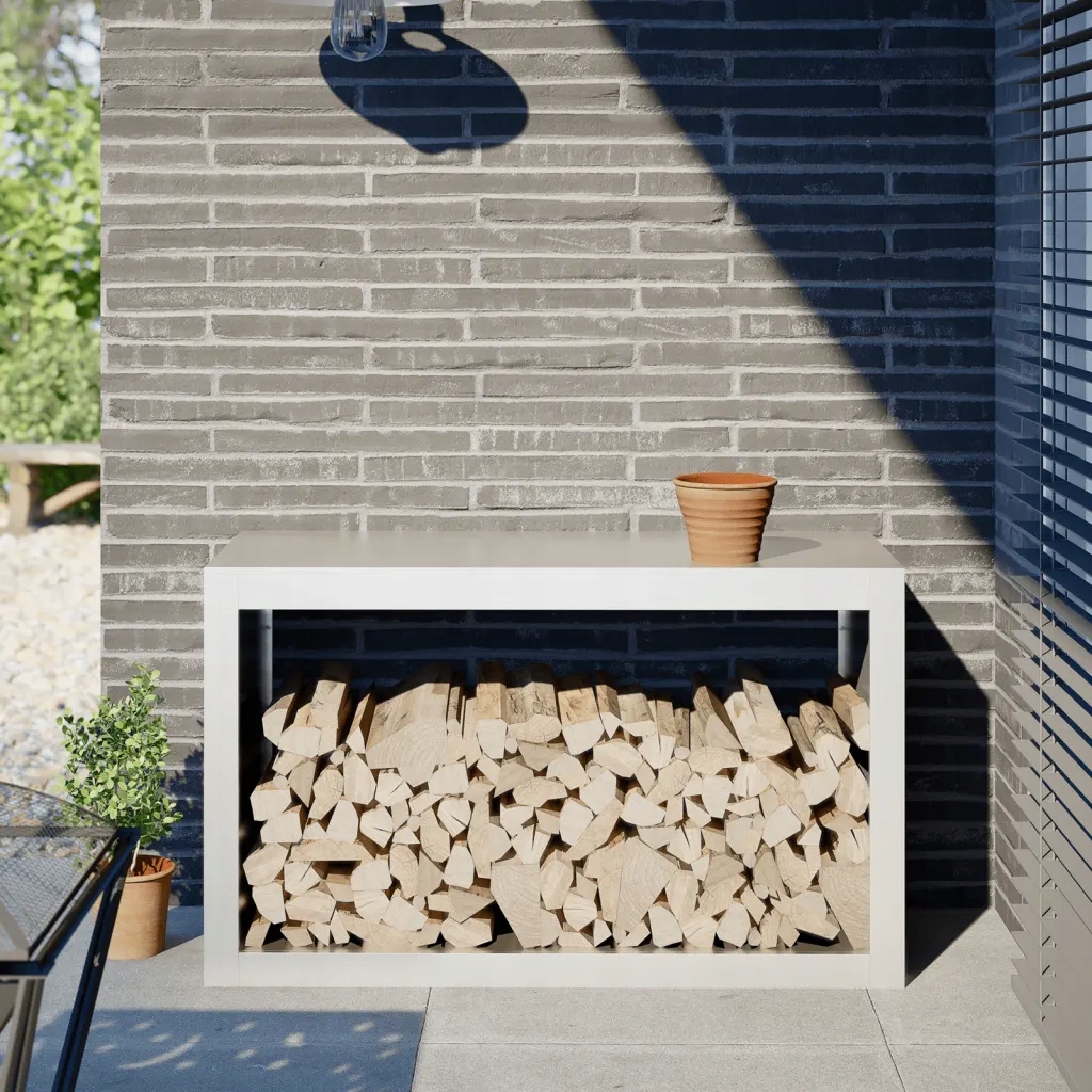 Stojan na palivové dřevo bílý 100 x 40 x 60 cm ocel Bílá 850983