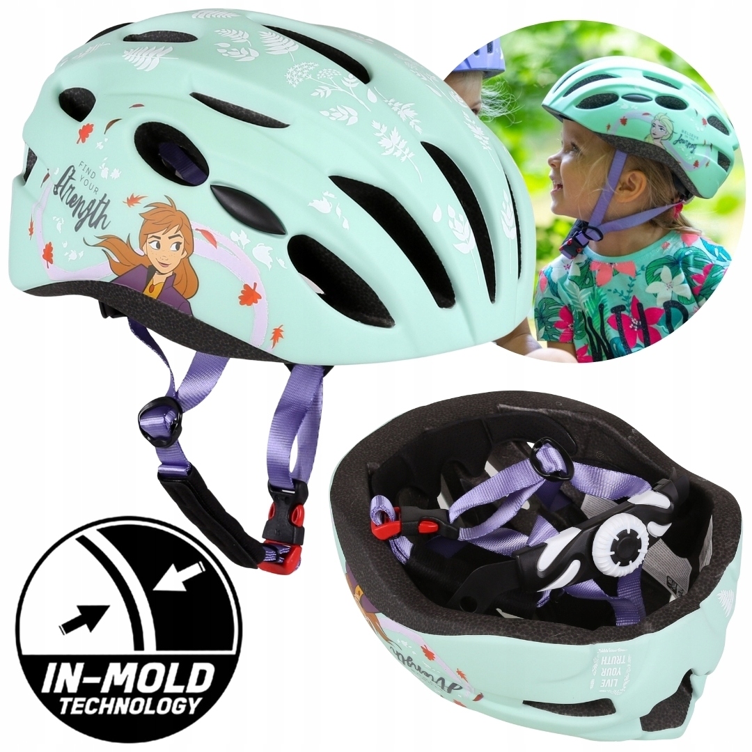 Kraina Lodu Elsa i Anna Miętowy Kask rowerowy dla dzieci Regulowany 52-56cm