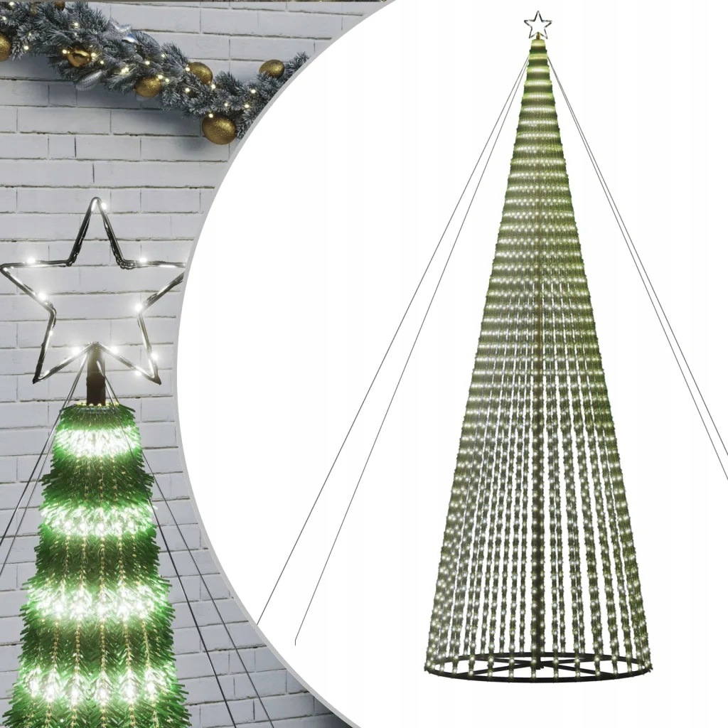 vidaXL Led vánoční stromek 1544 studených bílých Led diod 500 cm