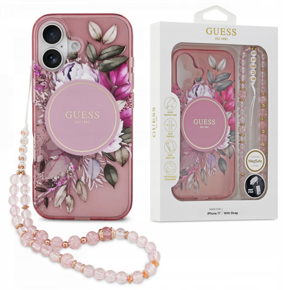 Guess Originální pouzdro pro MagSafe s přívěskem na zápěstí pro iPhone 17