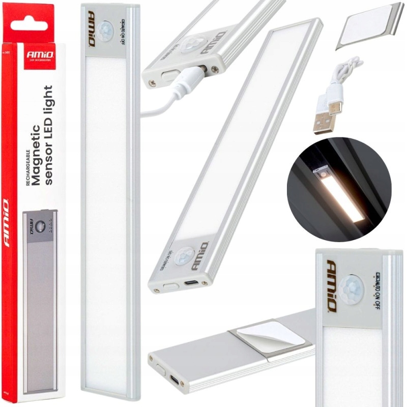 Listwa Led Lampa Akumulatorowa Z Czujnikiem Ruchu 23CM Przyklejana Do Mebli