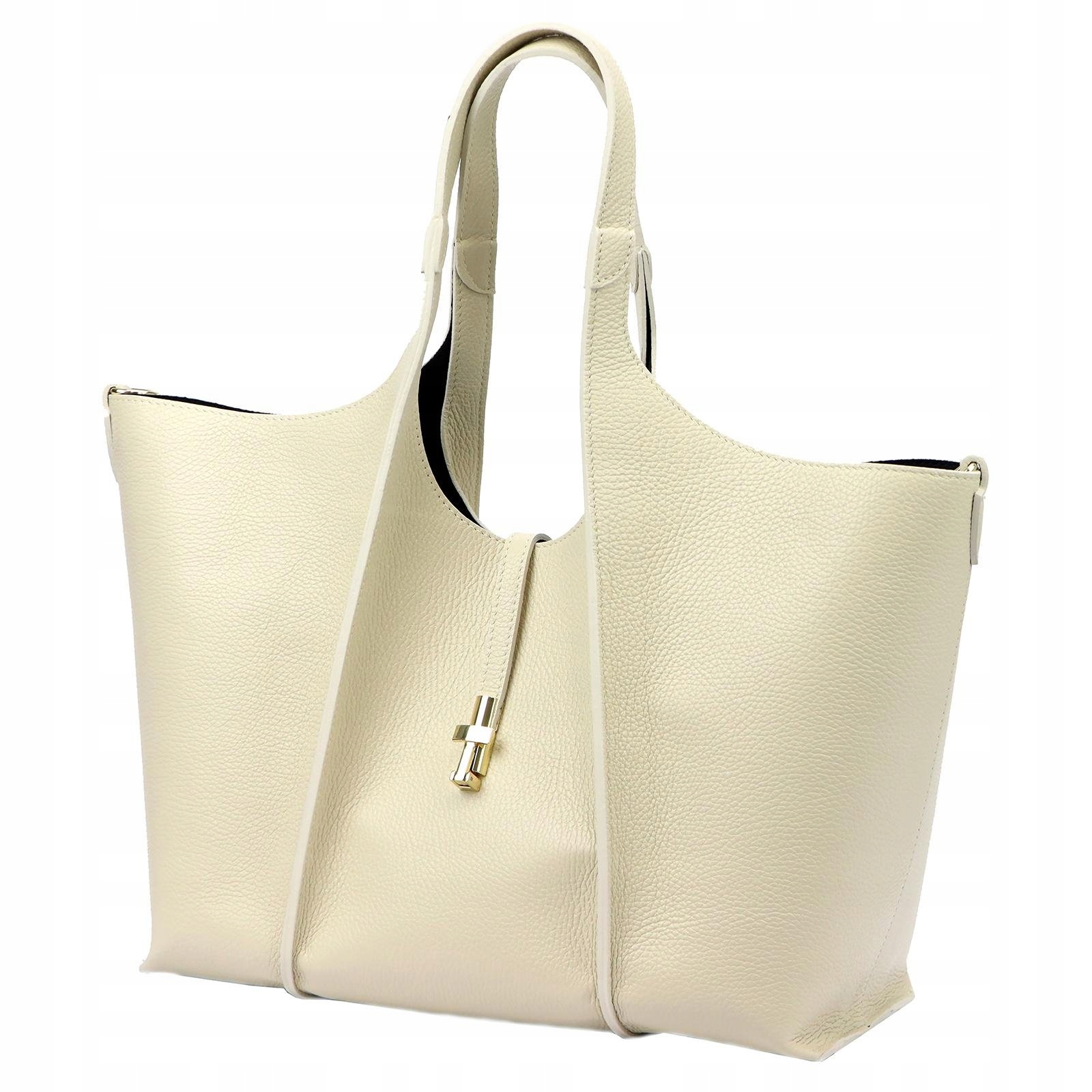 Dámská kabelka shopper kožená krémová A4 Luka