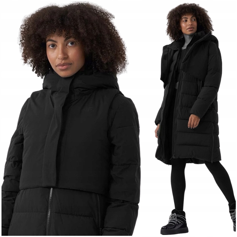 4F Dámská Sportovní Péřová Bunda Kapuce Pikovaná Dlouhá S Vestou vel. XL