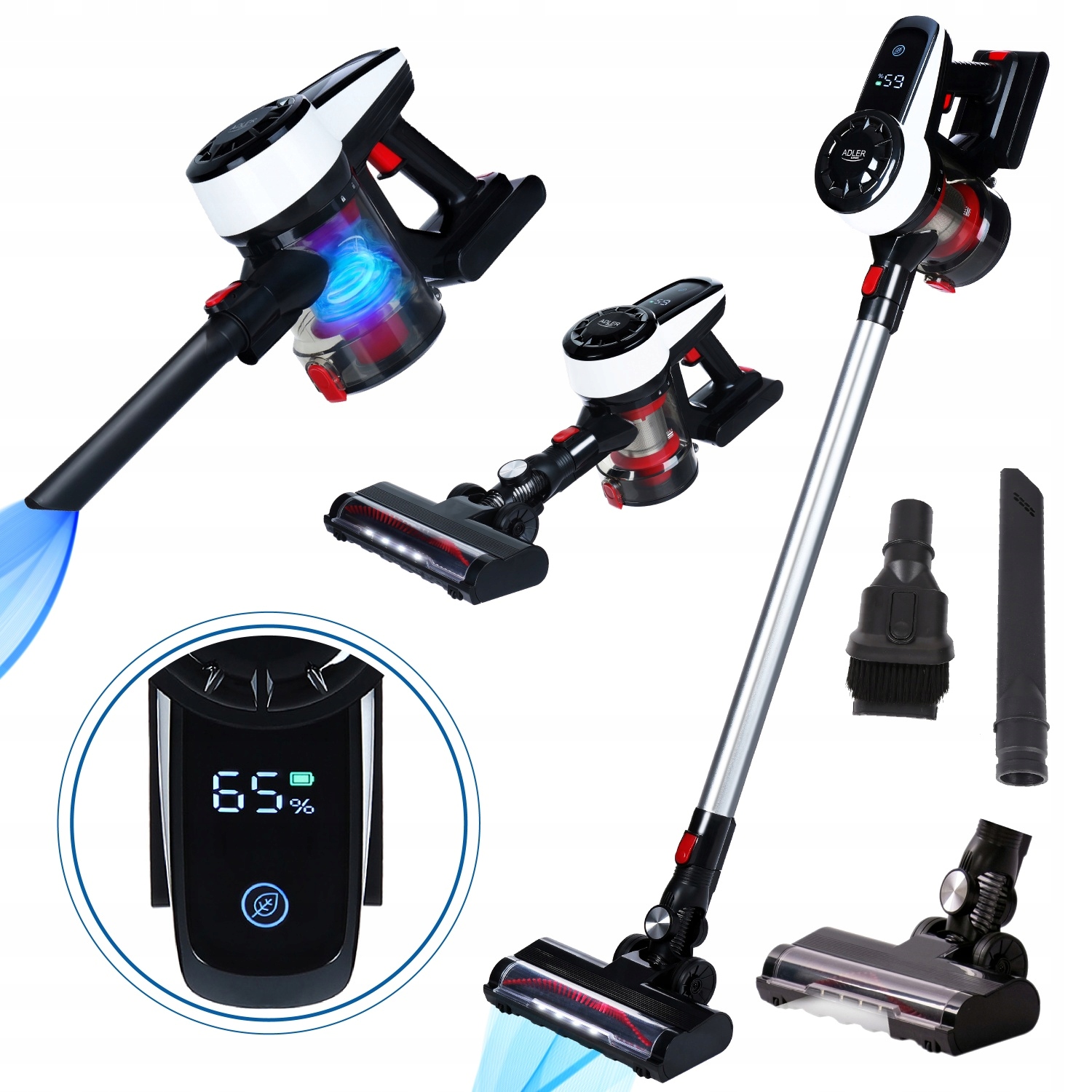 Bezdrôtový Vertikálny Vysávač Bezvreckový cyklónový Podsvietenie Rukoväť