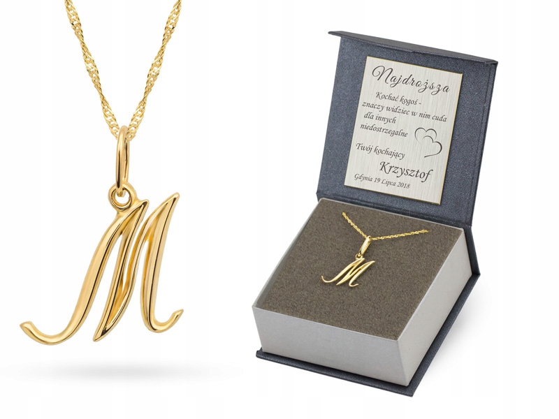 Zlatý Řetízek 585 Přívěsek Písmenko M s gravírováním