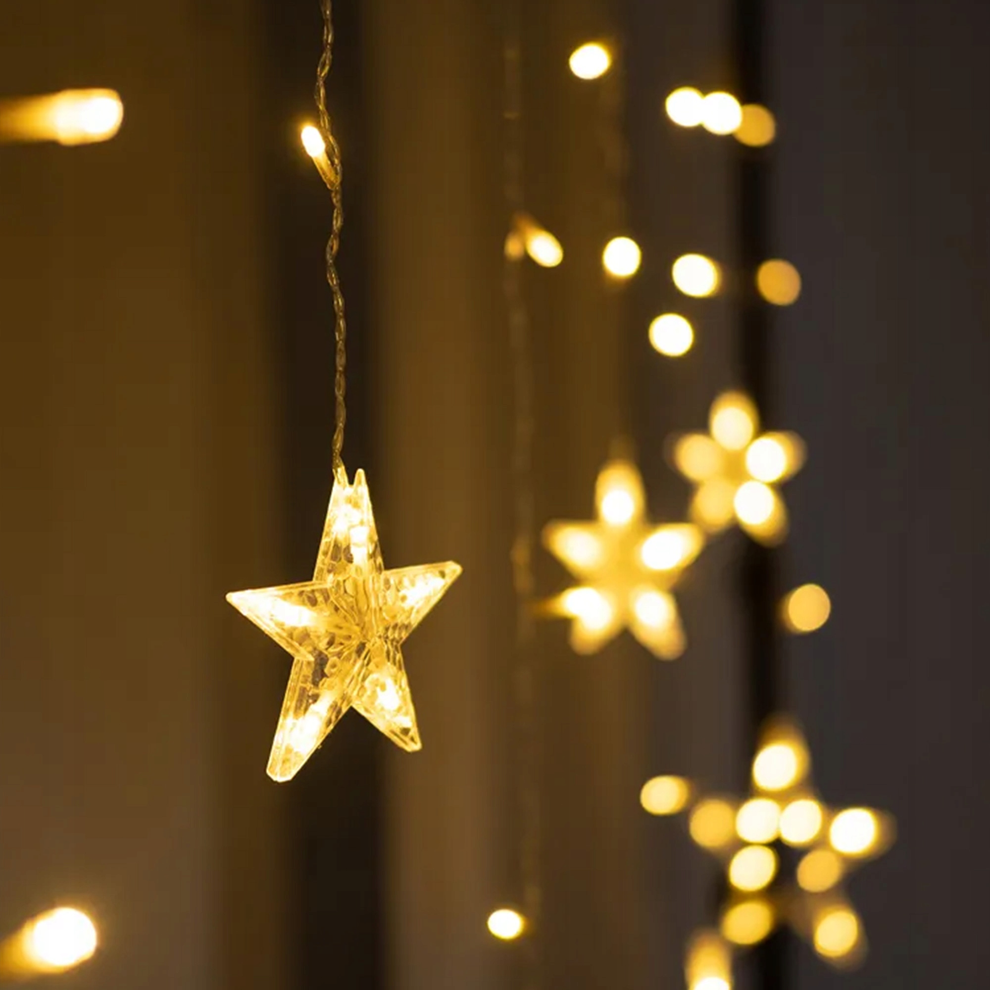 KURTYNA ŚWIETLNA LED GWIAZDKI ŚWIECĄCA GIRLANDA NA OKNO DO POKOJU ŚWIĘTA 3m Liczba lampek 51 - 100