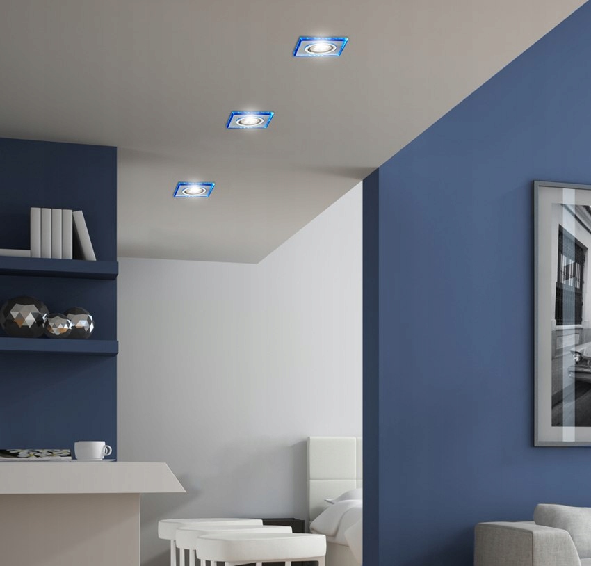 OCZKO PODTYNKOWE KWADRATOWE WPUSZCZANE GU10 + LED Zasilanie sieciowe