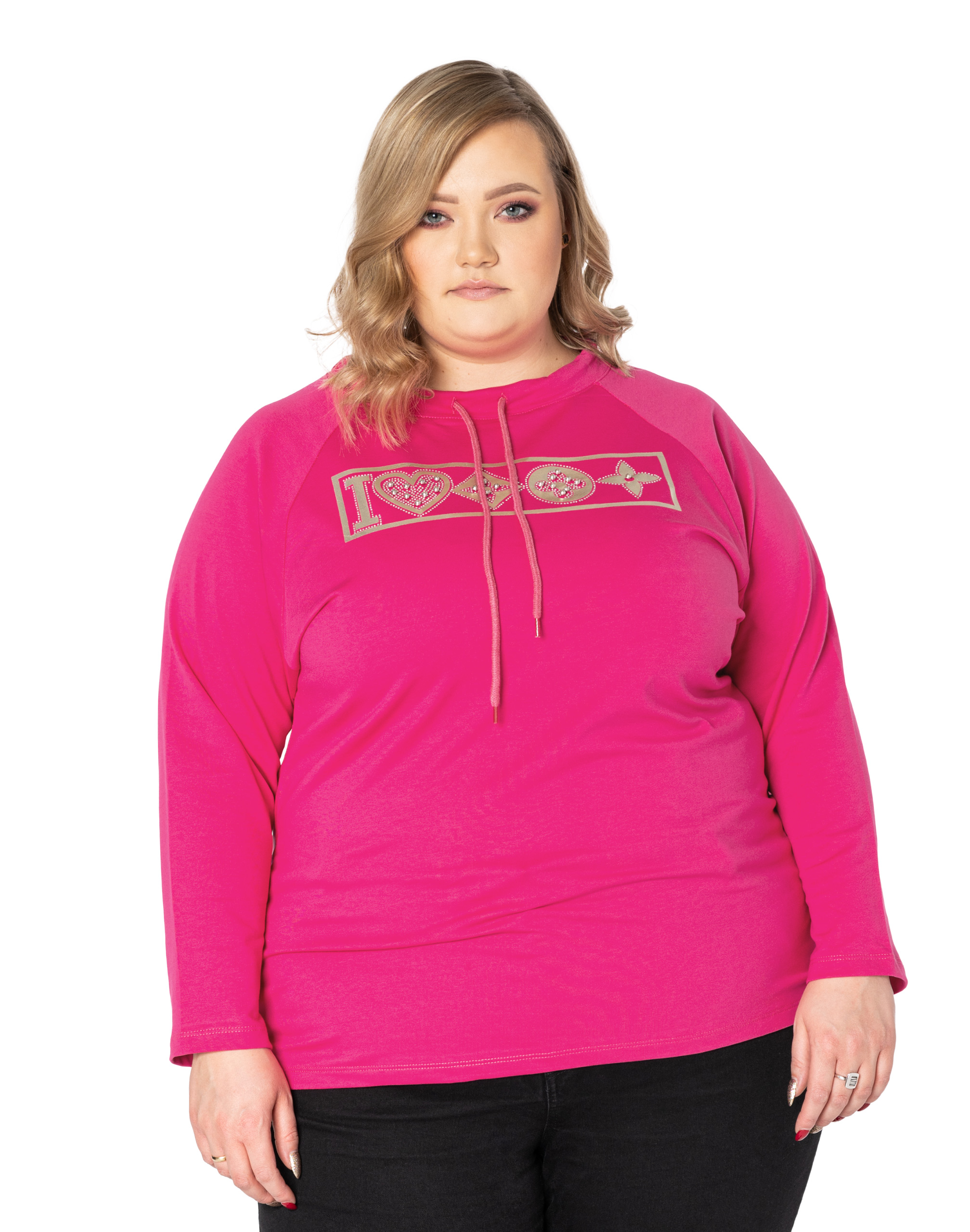 

Duża Bluza Bawełniana Damska Długi Rękaw 7085-04