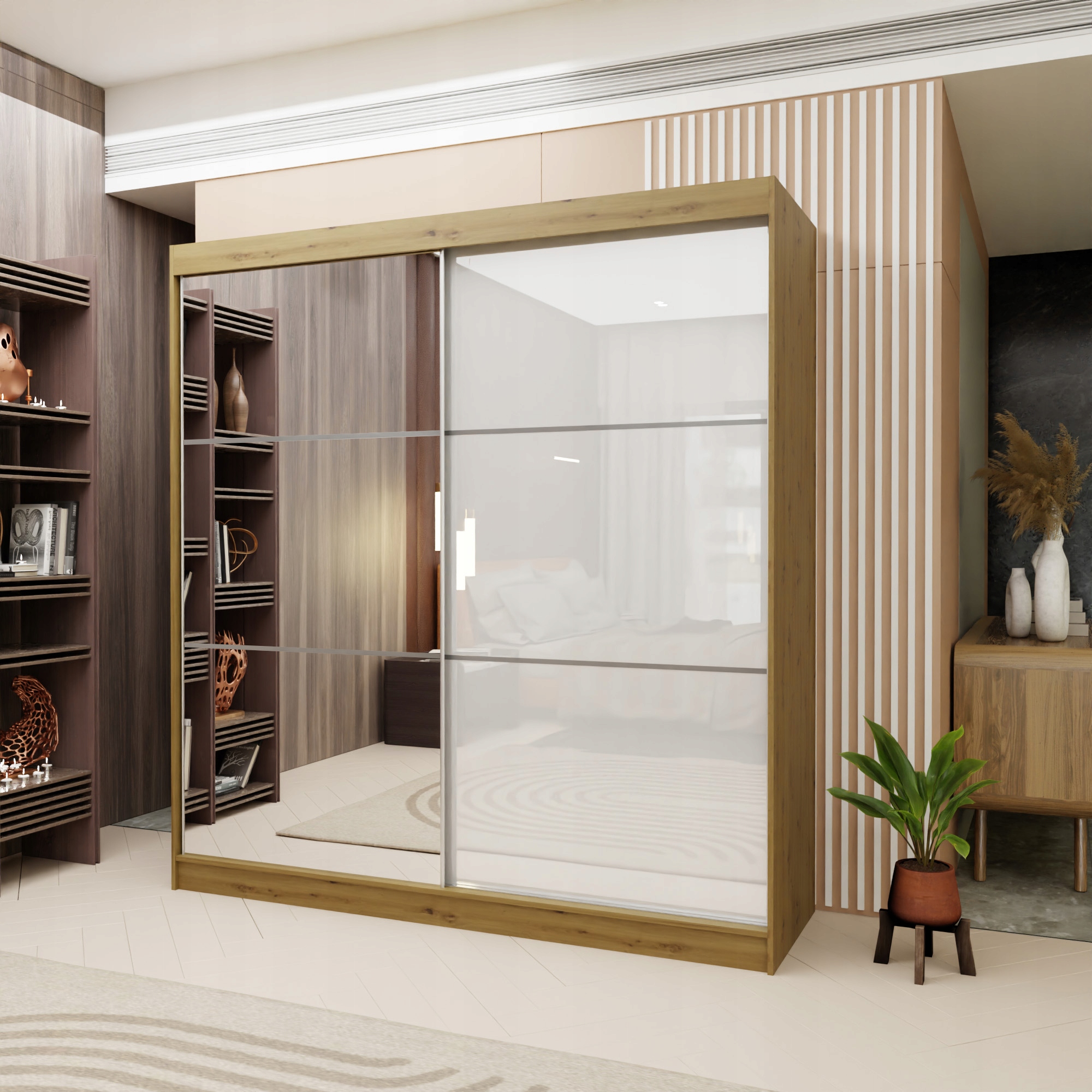 Skříň Vitale 200 cm Skříň se zrcadlem Posuvná dub artisan