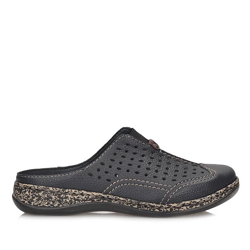 Nazouváky pantofle Rieker 46395-14 modré, nazouvací, děrované