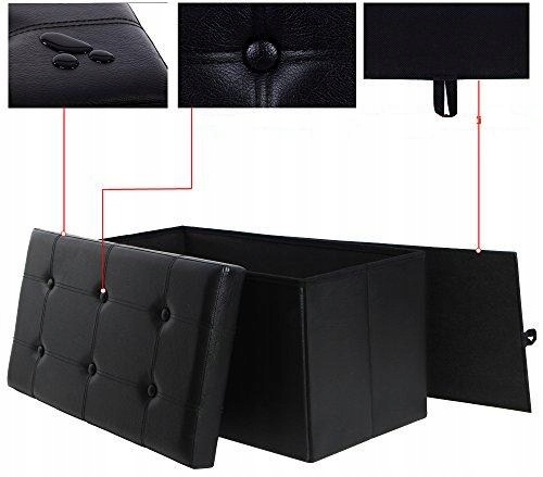 PUFA SKŁADANA ŁAWKA SKRZYNIA SCHOWEK Z SIEDZISKIEM Kolor obicia czarny