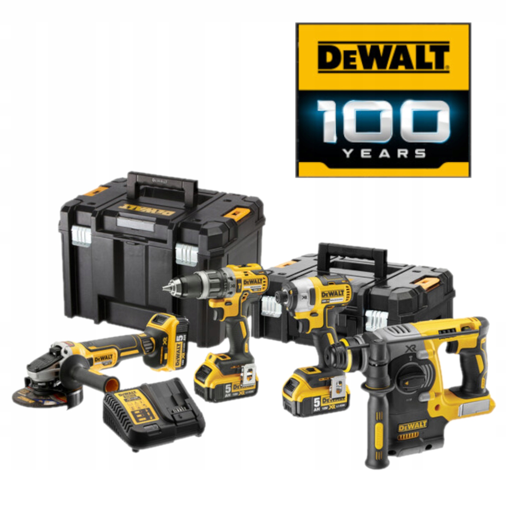 DeWALT 18V XR 4 Tool Combo Kit 3 X 5Ah in DCK422P3T Cases Manufacturer code DCK422P3
