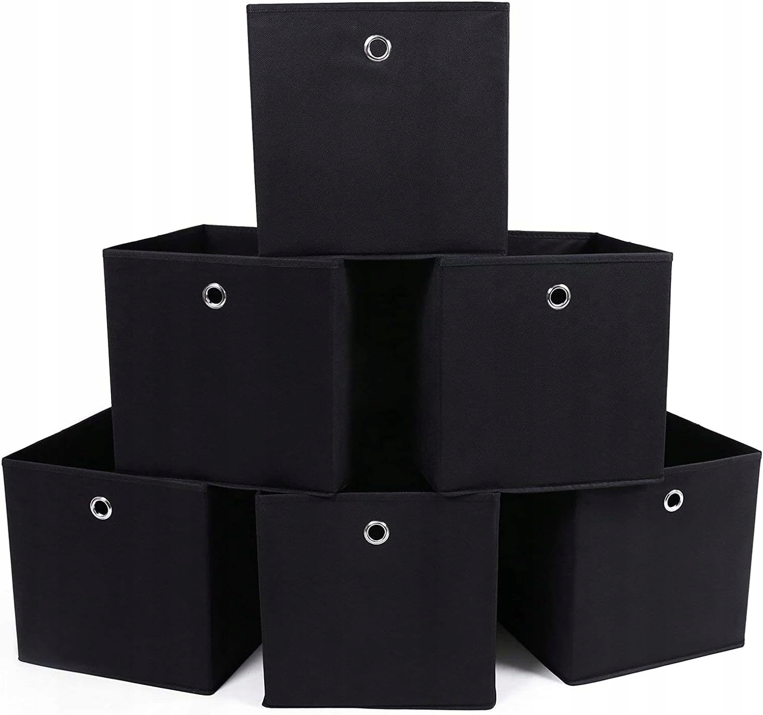 Songmics Sada 6 skládacích krabiček 30x30x30 Černá s otvorem