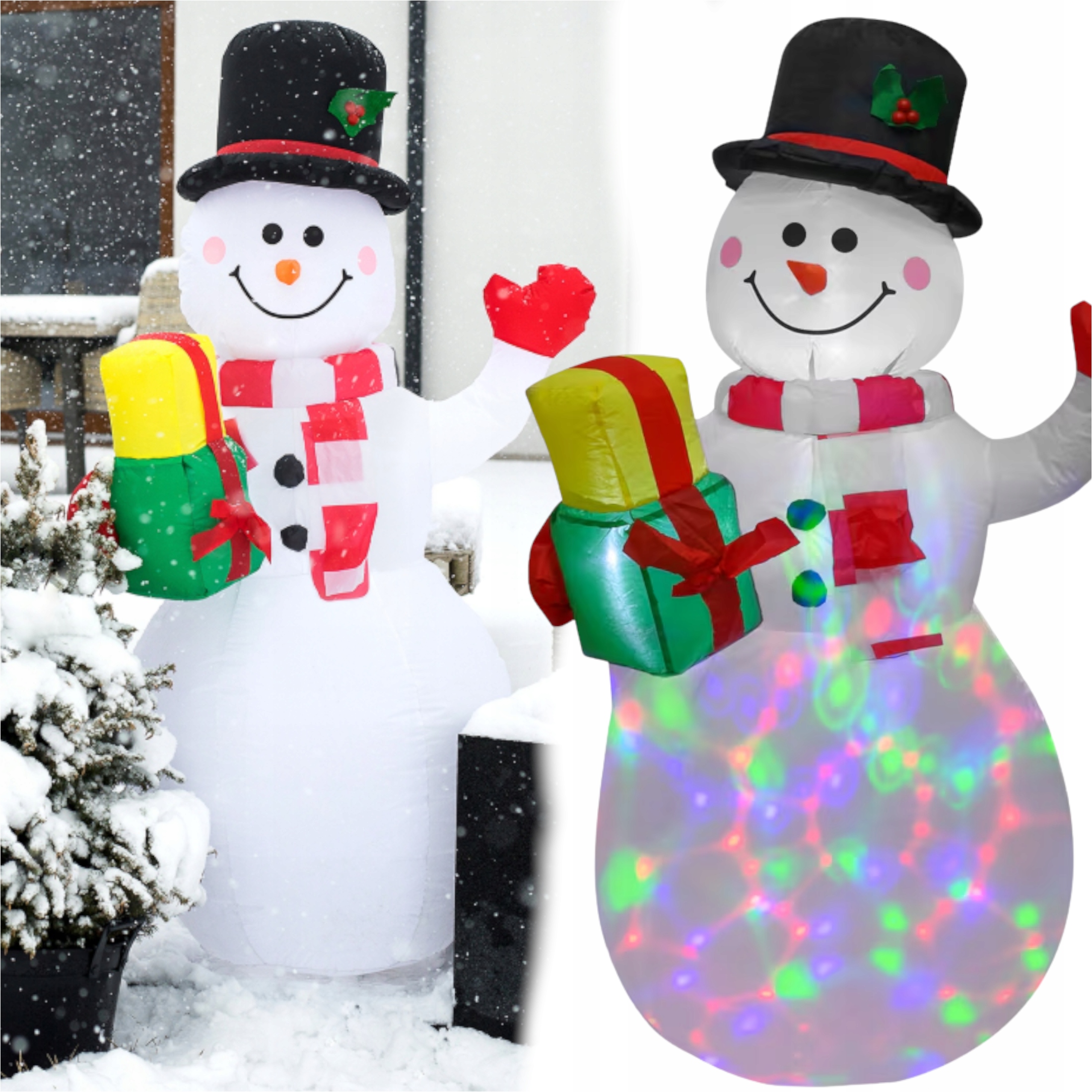 Velký Svítící Nafukovací Zahradní Sněhulák Figurka Na Vánoce