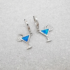 Originální náušnice s modrým opálem