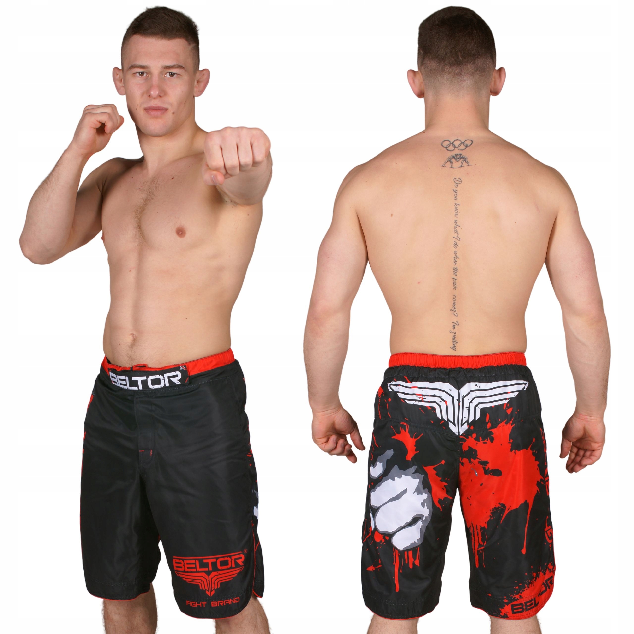 Beltor Spodenki Treningowe Mma Męskie Red Punch Czarno Czerwone S