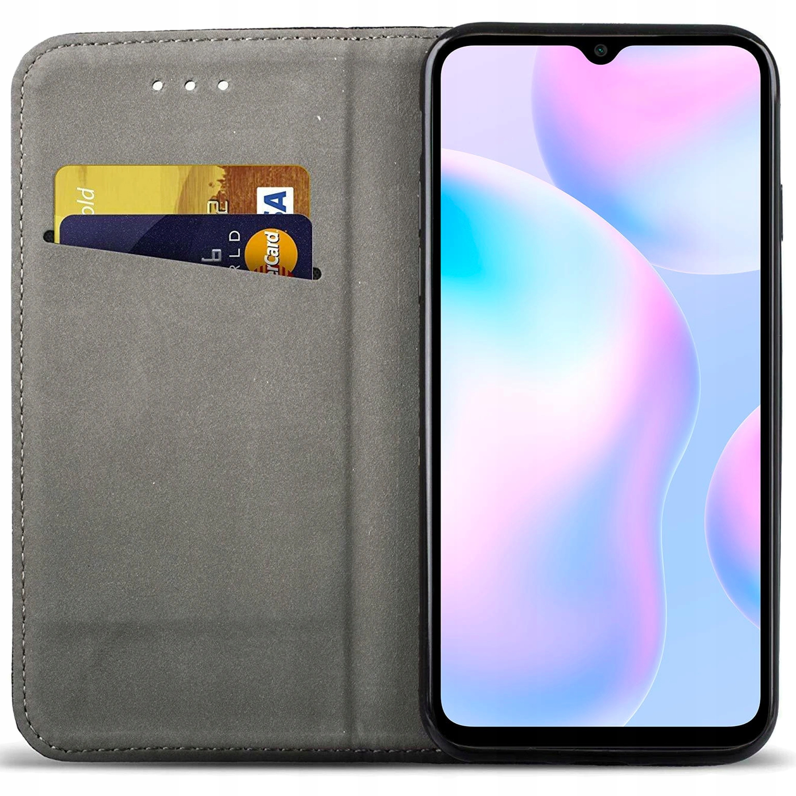 ETUI SMART MAGNET + SZKŁO 9H do Xiaomi Redmi 9A Kolor granatowy