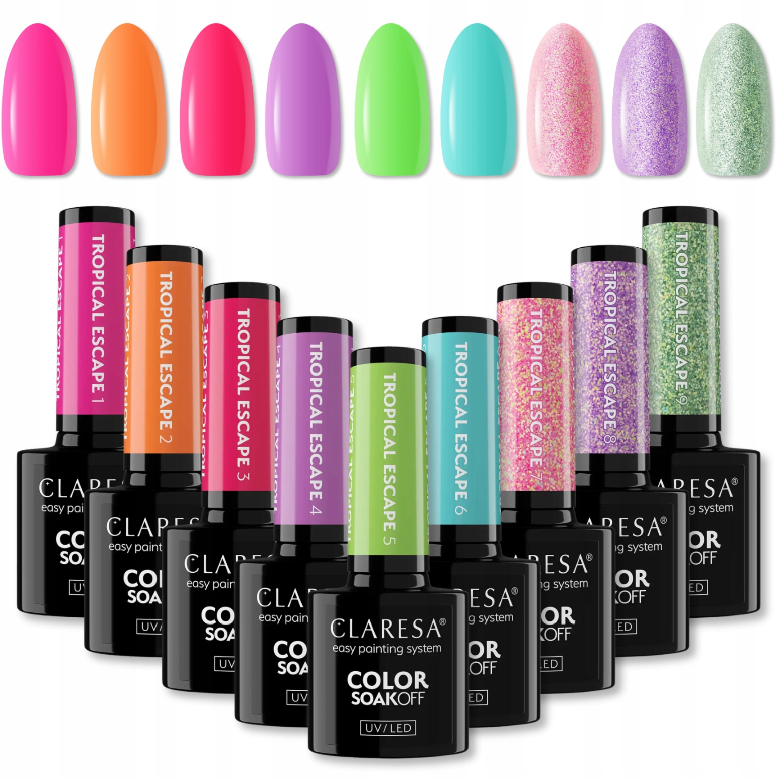 Claresa Lakier Hybrydowy Tropical Escape x9 Do Paznokci Na Lato Róż Fiolet